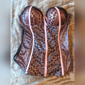 Black and pink Charlotte Russe Strapless Corset Top Size 34C